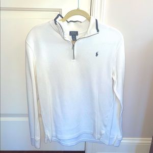 Polo Ralph Lauren dressy quarter zip! White and navy blue!